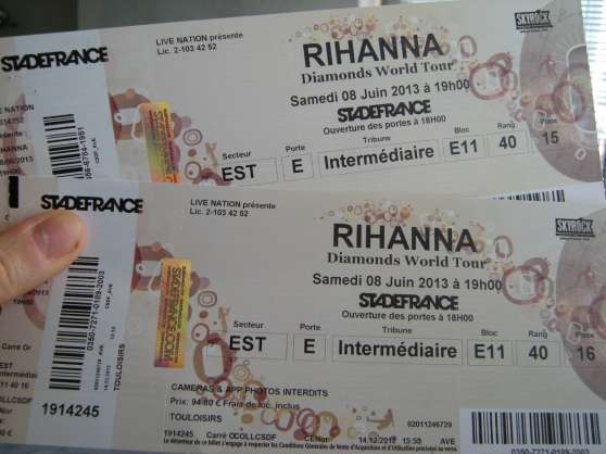 Annonce occasion, vente ou achat '2 places carre or pour Rihanna au SDF'