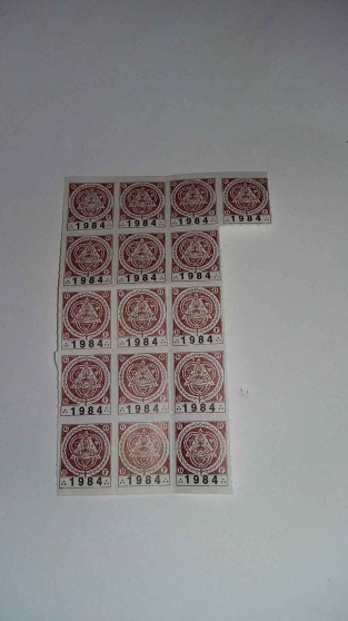 16 timbres d\'associés franc maçon 1984
