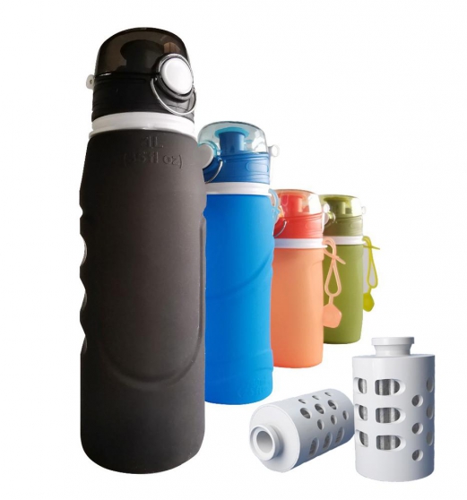 New folding portable water filter bottle