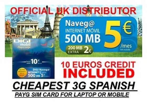 Annonce occasion, vente ou achat 'Spanish 3G SIM Prepaid.10  credit inc.'