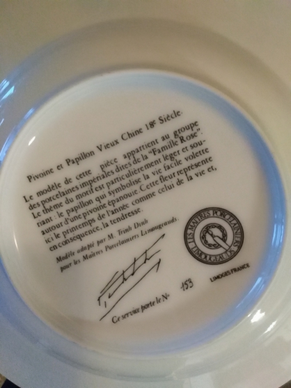 Annonce occasion, vente ou achat 'Service de table porcelaine numrot'