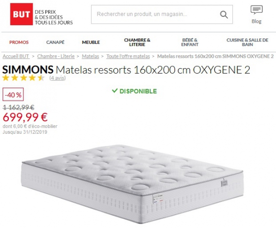 Annonce occasion, vente ou achat 'Vente 500 Matelas NEUF Simmons 160x200'