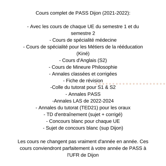 Cours PASS Dijon complet