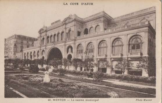 Annonce occasion, vente ou achat 'Menton - Casino Municipal vers 1910'