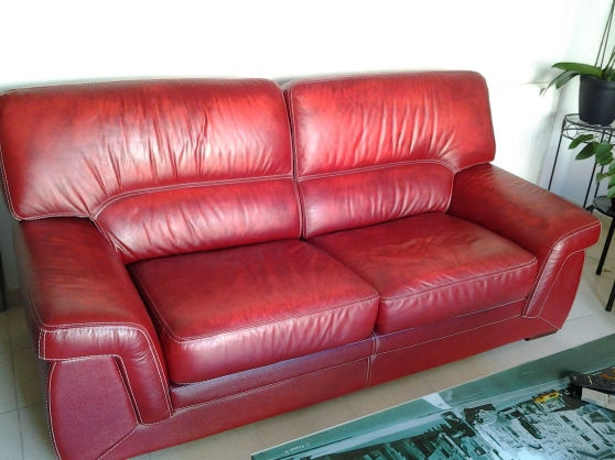 Annonce occasion, vente ou achat 'Canap convertible cuir rouge + fauteuil'