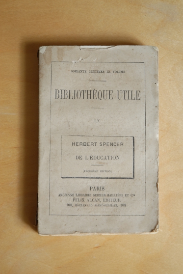 Annonce occasion, vente ou achat 'L\'Education par Herbert Spencer - 1874'