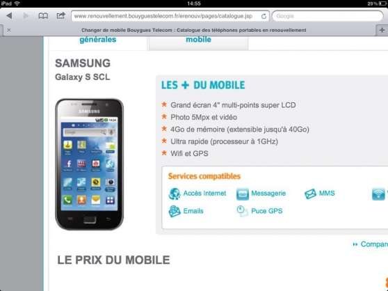 Annonce occasion, vente ou achat 'Samsung galaxie s'