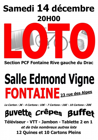 Loto de Noël 14 décembre 2019 Fontaine
