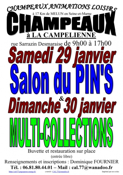 Annonce occasion, vente ou achat 'Salon du Pin\'s le 29/01/2022 à CHAMPEAUX'