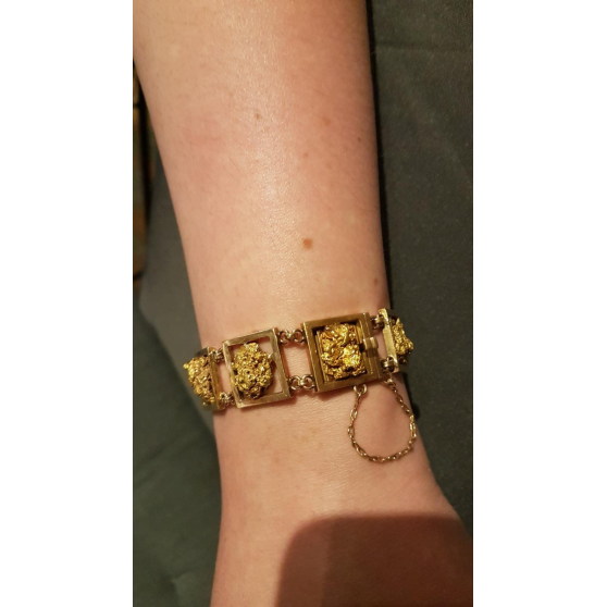 Bracelet 18k Avec Pépites Or Massif 22k