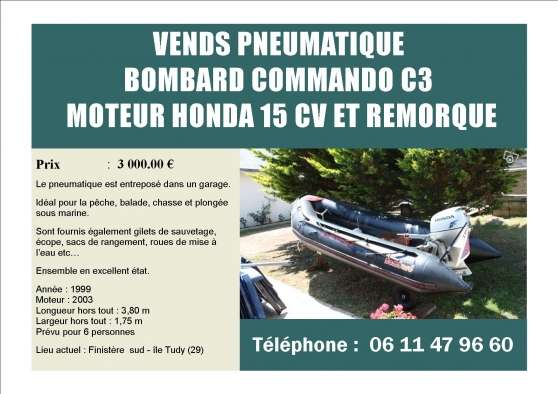 Annonce occasion, vente ou achat 'Bombard Commando C3 - Honda 15cv - remor'