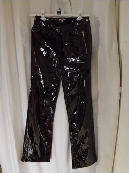 Pantalon vinyl noire vernis taille basse