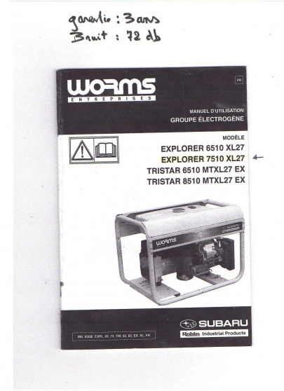Annonce occasion, vente ou achat 'groupe electrogene professionnel WORMS 7'