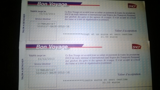 Annonce occasion, vente ou achat 'BONS VOYAGE SNCF'