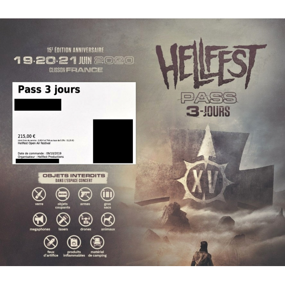 Annonce occasion, vente ou achat 'Pass Hellfest 3 jours'