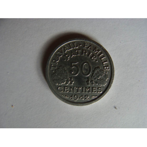 Annonce occasion, vente ou achat 'L 50 centimes francisque 1942 TTB SUP'
