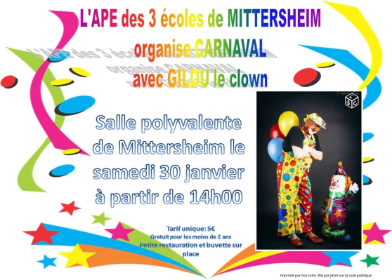 Annonce occasion, vente ou achat 'Carnaval avec Gilou le clown'