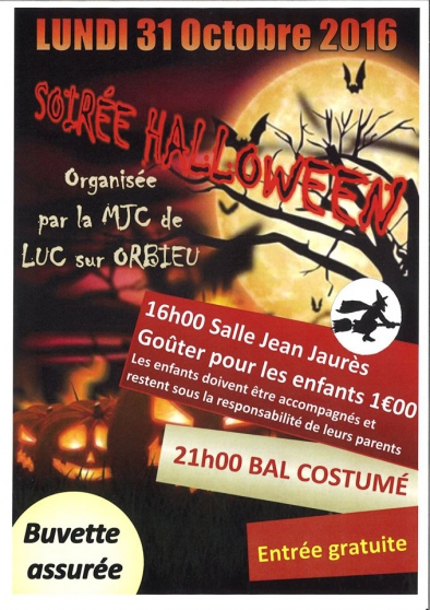 Annonce occasion, vente ou achat 'Soire Halloween le 31 a Luc Su Orbieu'