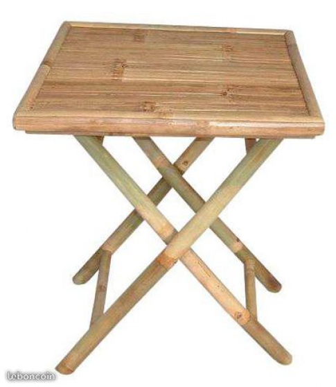Annonce occasion, vente ou achat 'Table carre, banc et chaise en bambou'