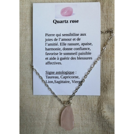 collier \"pendentif quartz rose\"