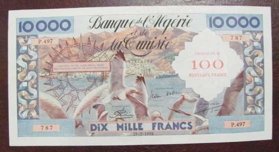 Annonce occasion, vente ou achat 'Billet 10000 fr ALGERIE et TUNISIE SURCH'