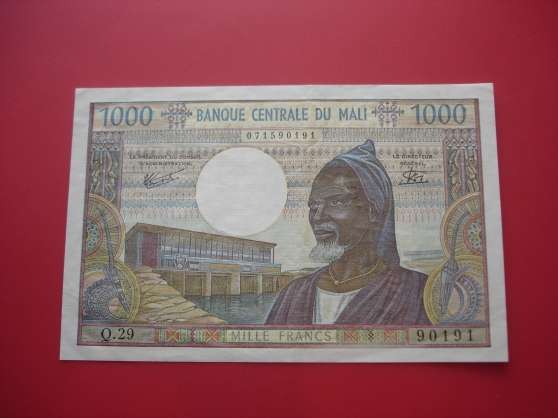 Annonce occasion, vente ou achat 'Billet 1000 francs BANQUE du MALI 1970-8'