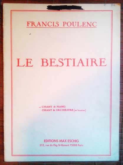Le Bestiaire de Francis POULENC :