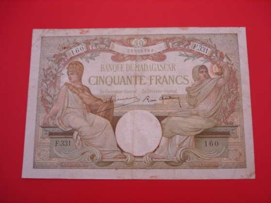 Annonce occasion, vente ou achat 'Billet 50 francs MADAGASCAR (1937-1947)'