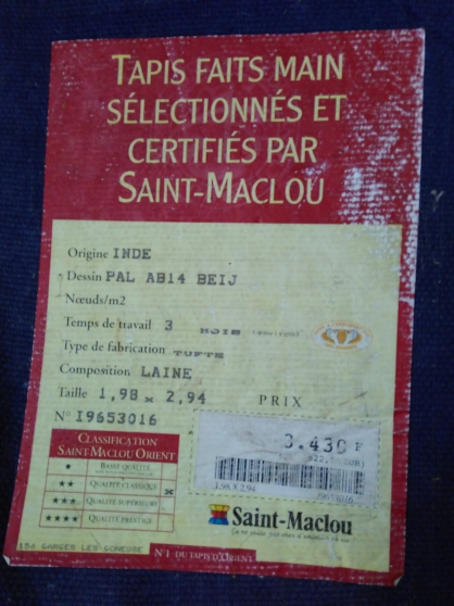 Annonce occasion, vente ou achat 'Tapis St Maclou'