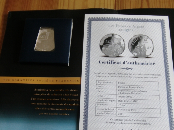 Annonce occasion, vente ou achat 'Pice 10 argent 2011  Jacques Cartier'