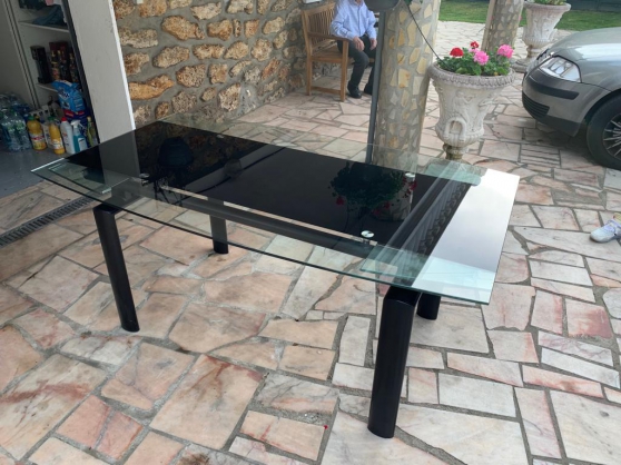 table extensible en verre et metal
