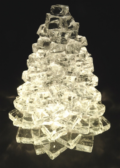 Lampe sapin de Noël en verre artisanal