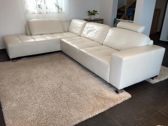 Canapé d'angle blanc en cuir