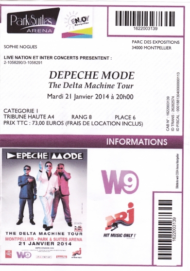 Annonce occasion, vente ou achat '2 places concert depeche mode montpellie'