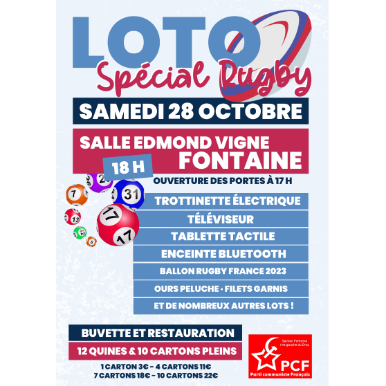 Annonce occasion, vente ou achat 'LOTO Spcial Rugby, samedi 28 Octobre'