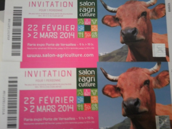 Annonce occasion, vente ou achat '2 ENTREES SALON DE L AGRICULTURE 2014'