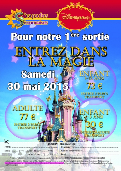 Annonce occasion, vente ou achat 'Sortie 2 Parcs Disneyland Paris Sissonne'