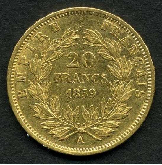 Annonce occasion, vente ou achat 'PICE 20 FRANCS OR NAPOLON III 1859'