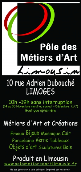 Annonce occasion, vente ou achat 'Boutique Ple des Mtiers d\'Art Limousin'