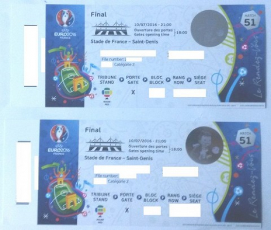 Annonce occasion, vente ou achat '2 billets Finale Euro 2016 - 10 juillet'