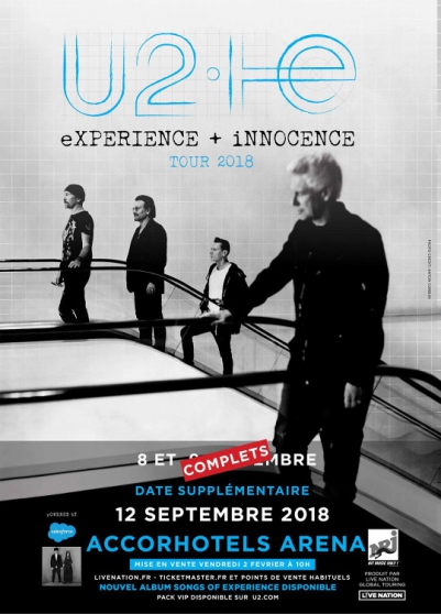 2 billets U2 AccorHotels Arena 08/09