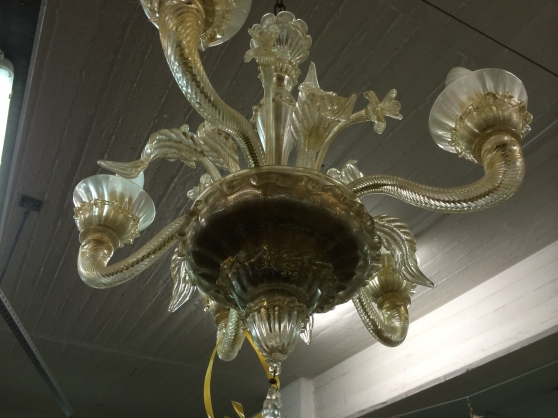 lustre murano ancien, verre rehaussé d'o à paris antiquitÉ - art