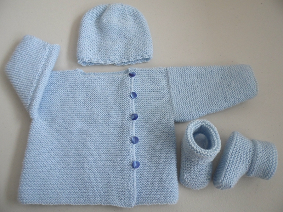 Tricot bébé, tricot laine fait main - Photo 2