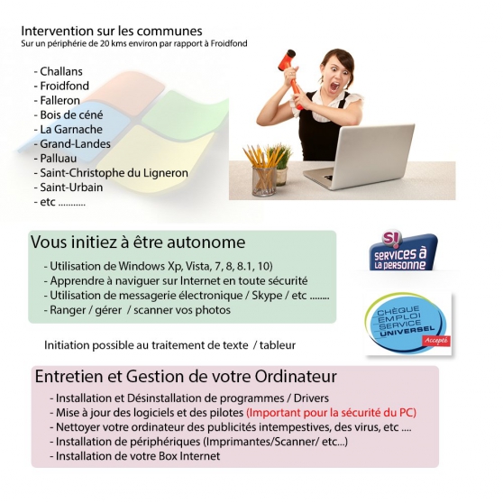 Annonce occasion, vente ou achat 'Cours Informatiques - Aides -Maintenance'