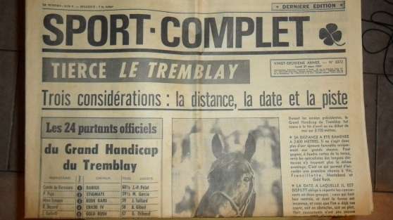 Annonce occasion, vente ou achat 'vieux journal sport-complet de 1967'