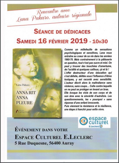 Annonce occasion, vente ou achat 'sance de ddicaces - 16/02/2018 - Auray'