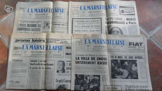 Annonce occasion, vente ou achat '4 vieux journaux la marseillaise'
