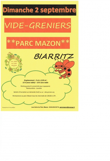 Annonce occasion, vente ou achat 'Vide-grenier 2018 du parc Mazon Biarritz'