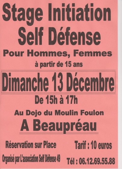Annonce occasion, vente ou achat 'Stage de Self defense'
