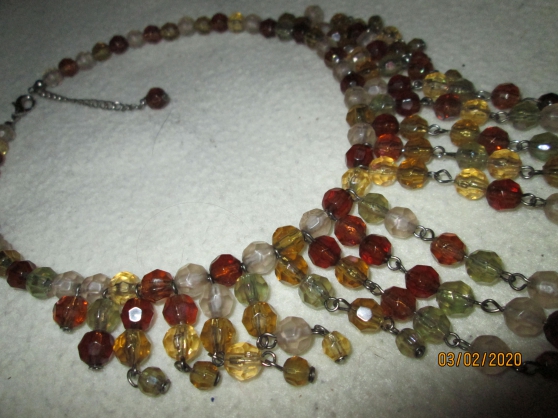 Collier Vintage Perles saphir Et Argent
